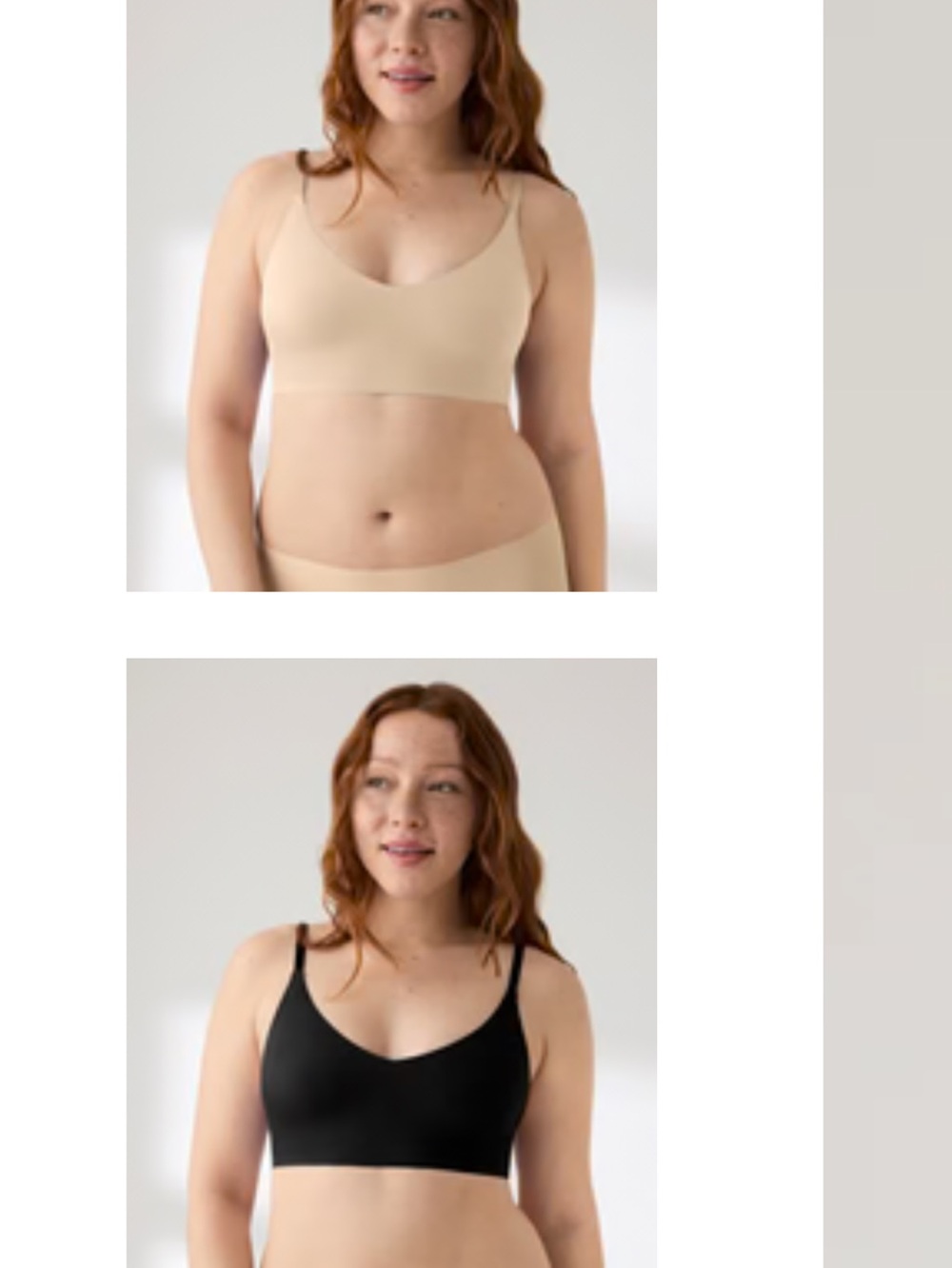 True & Co. 2-Pack Wirefree Triangle Adjustable Strap Bras, Beige/Black, XL, NWT